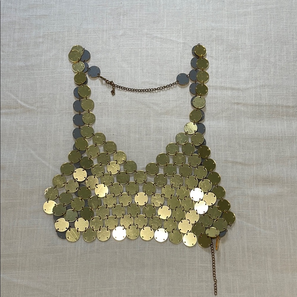 Gold Disc Chain Crop Top